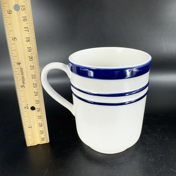 Lenox Kate Spade Ceramic Coffee Mug Cup Sculpted Stripe Cobalt Blue White VTG - Picture 4 of 14